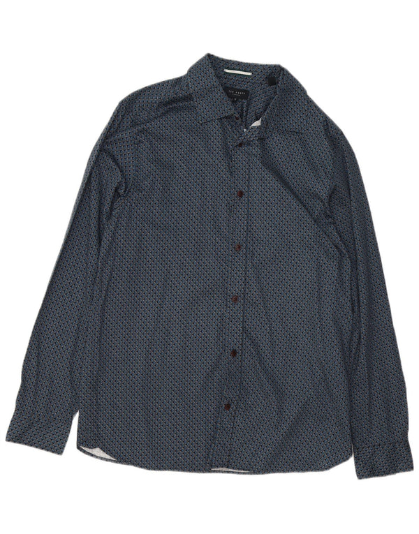 Ted Baker Camicia da uomo con motivo astratto taglia 5 XL in cotone blu