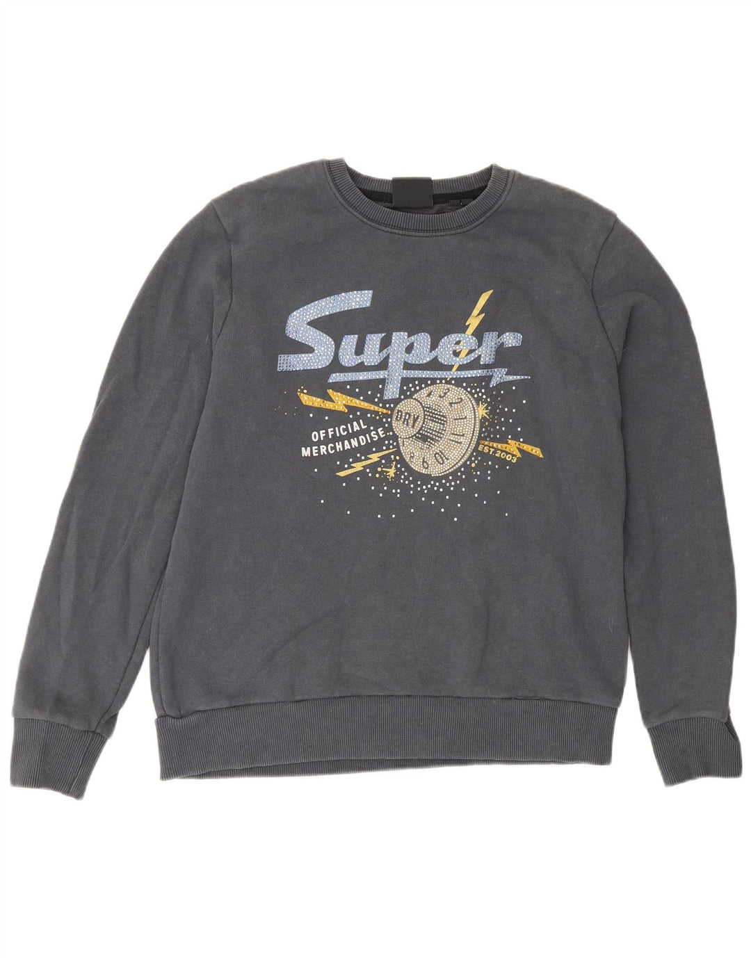 Felpa da donna con vestibilità ampia con grafica Superdry, maglione UK 12, grigio medio