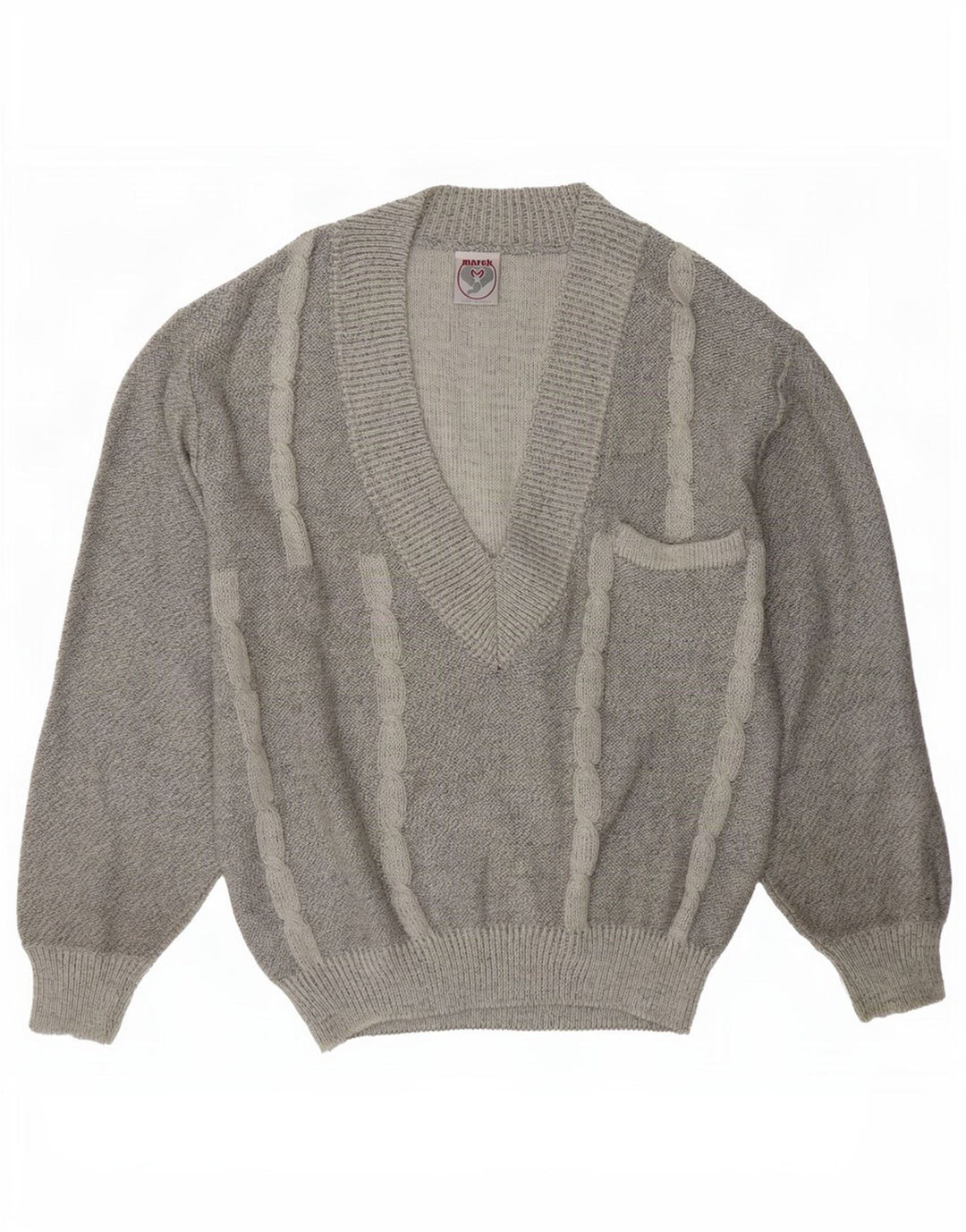 Maglione Marek da uomo con scollo a V grigio medio a righe