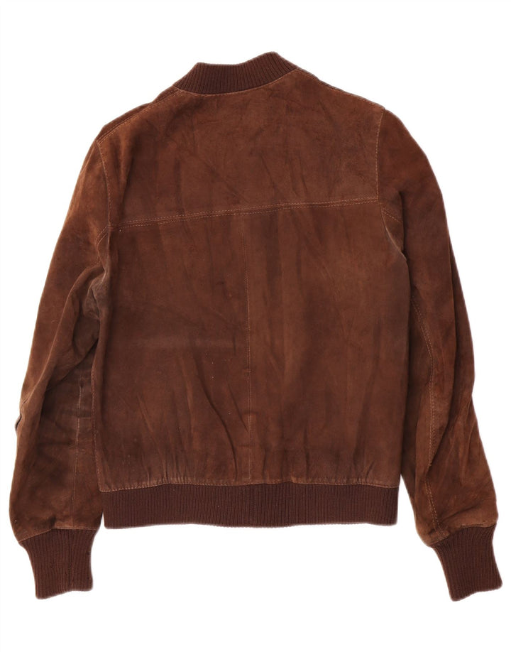 Giubbotto bomber vintage in pelle scamosciata da uomo IT 48 Marrone medio