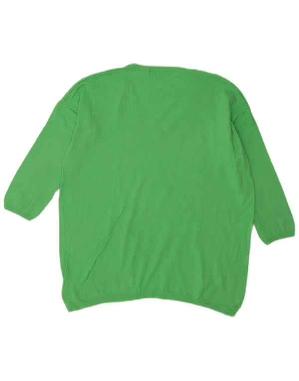 Maglione Zara da donna con scollo a V e maniche a 3/4 UK 14 Verde medio