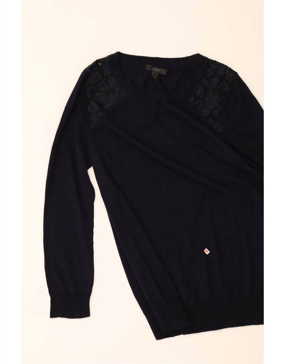 J. CREW Womens Crew Neck Jumper Sweater UK 10 Small Navy Blue Wool Vintage J. Crew and Second-Hand J. Crew from Messina Hembry 