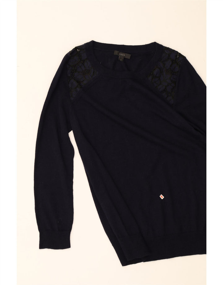 J. CREW Womens Crew Neck Jumper Sweater UK 10 Small Navy Blue Wool Vintage J. Crew and Second-Hand J. Crew from Messina Hembry 