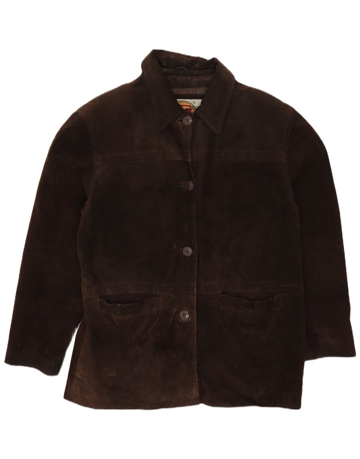 Giacca in pelle scamosciata oversize da donna Gapelle UK 10 piccola in pelle marrone