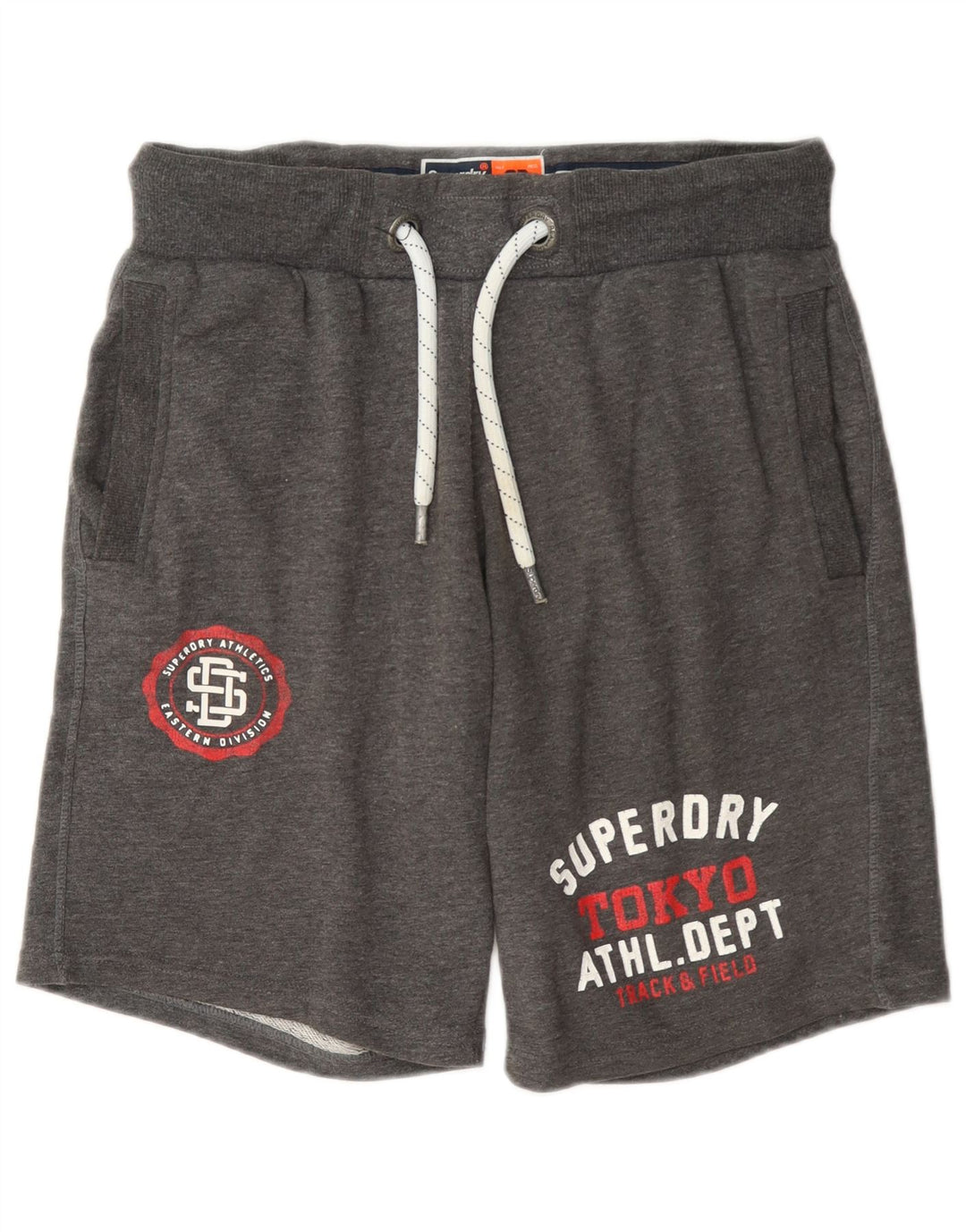 Pantaloncini sportivi grafici da uomo Superdry piccoli in cotone grigio