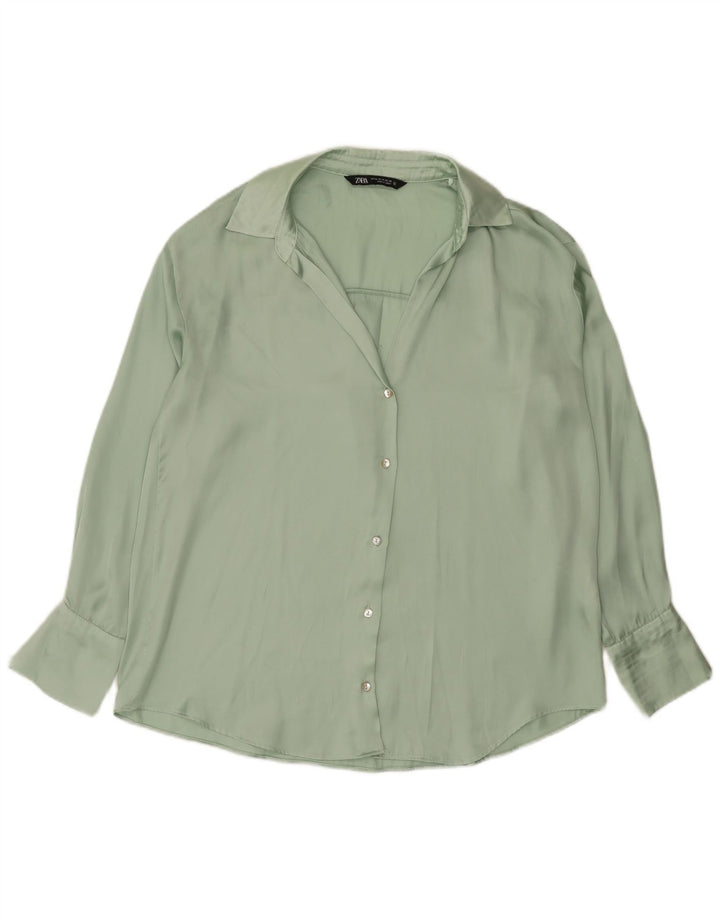 Camicetta camicia oversize da donna Zara UK 14 Poliestere verde medio