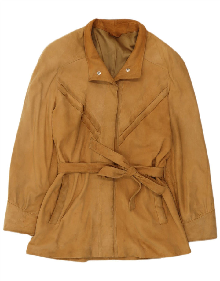 Giacca vintage da donna in pelle scamosciata IT 44 Beige medio