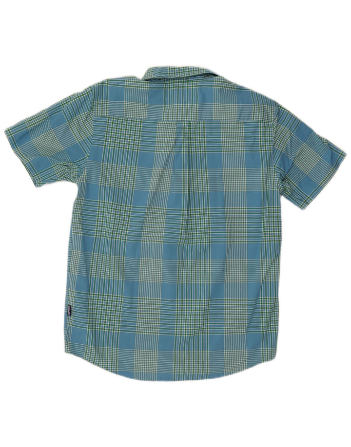Camicia a maniche corte da uomo Patagonia in cotone a quadri blu medio