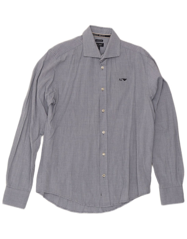 Camicia Armani Jeans da uomo su misura in cotone gessato blu medio
