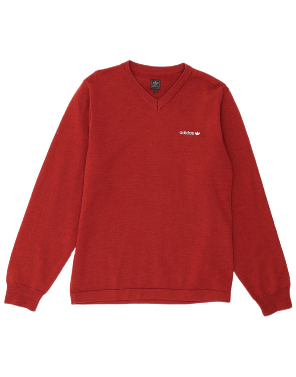 Maglione ADIDAS da uomo con scollo a V piccolo in lana bordeaux
