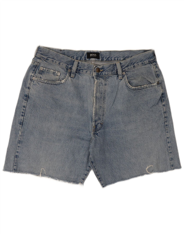 Pantaloncini di jeans Yukon da uomo HUGO BOSS W36 grandi in cotone blu