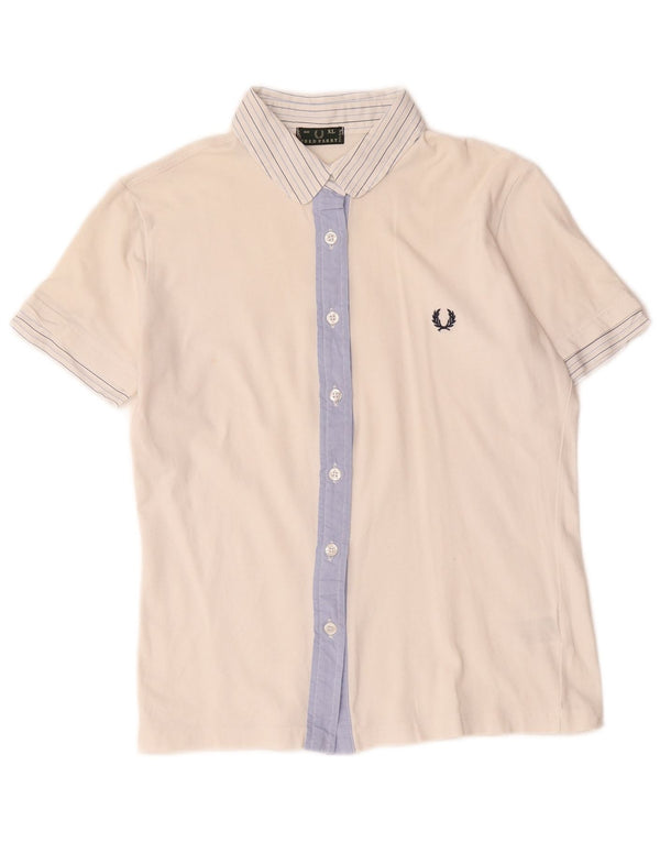 Camicia Fred Perry Bambino 15-16 anni in cotone a righe bianche