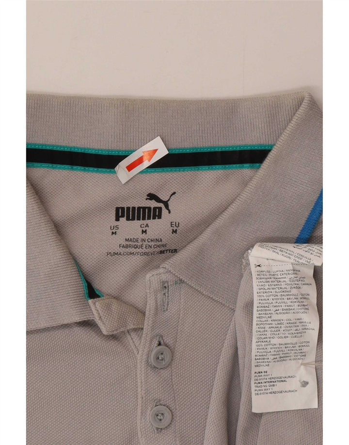 Polo da uomo Puma in cotone a righe grigio medio