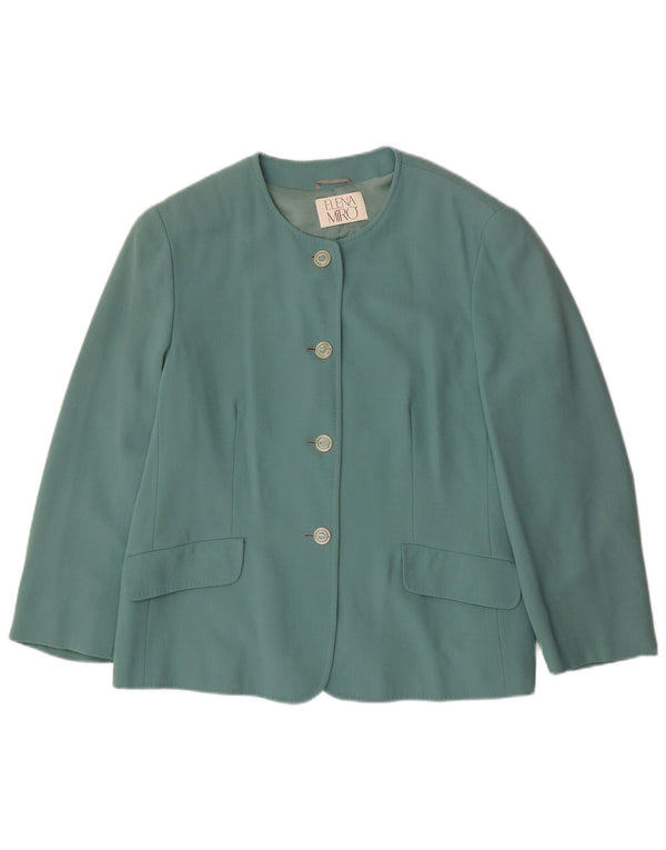 ELENA MIRO Giacca blazer a 4 bottoni da donna UK 20 2XL Lana vergine verde
