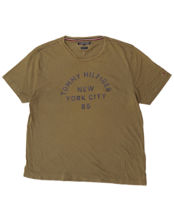T-shirt grafica da uomo Tommy Hilfiger Top XL in cotone verde