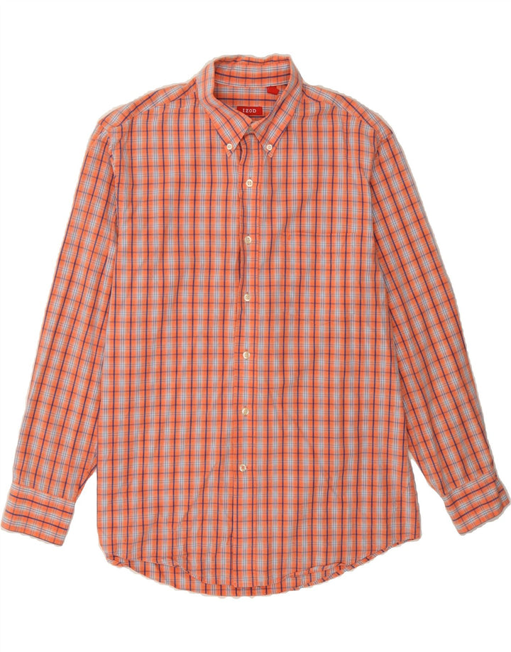 IZOD Mens Shirt Medium Orange Check Cotton Vintage Izod and Second-Hand Izod from Messina Hembry 