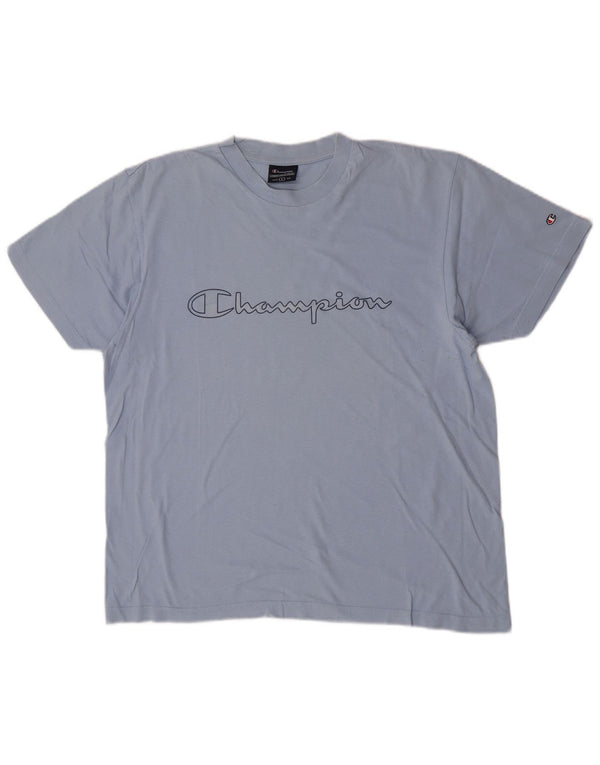 T-shirt grafica da uomo Champion Top grande in cotone blu