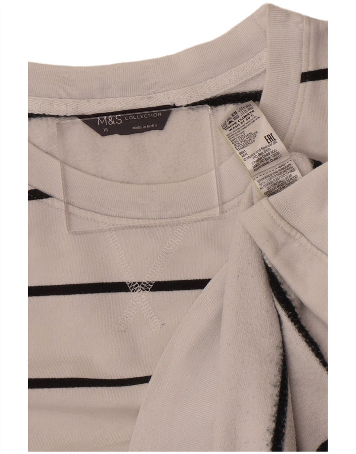 Felpa da donna Marks & Spencer UK 18 XL cotone a righe bianche