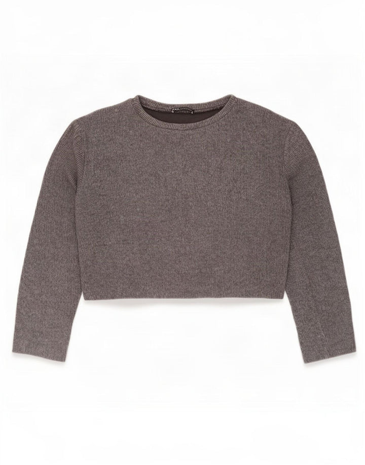 Top corto da donna Zara a maniche lunghe UK 14 Grigio medio