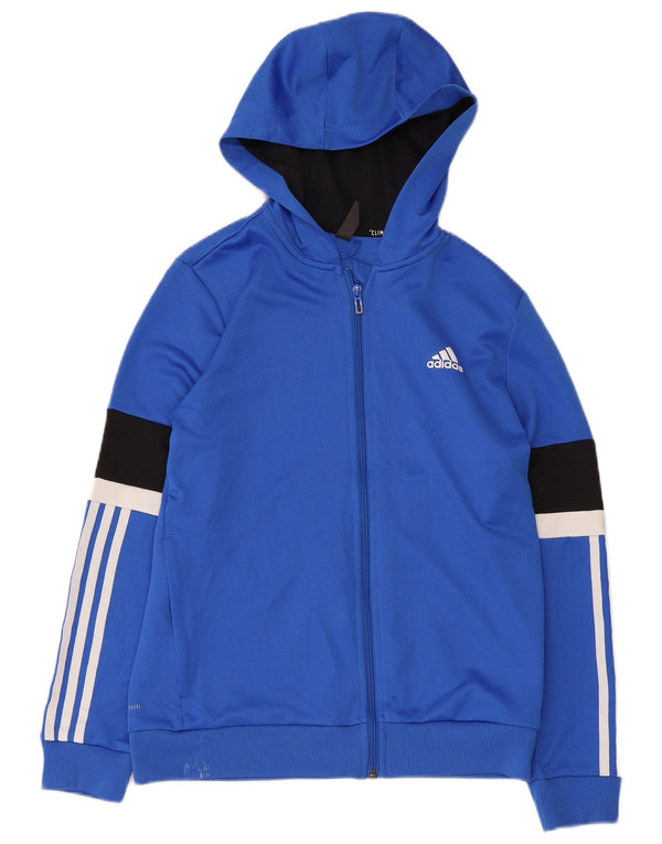 Maglione con cappuccio e zip Adidas Climalite da ragazzo 13-14 anni Blu Colourblock