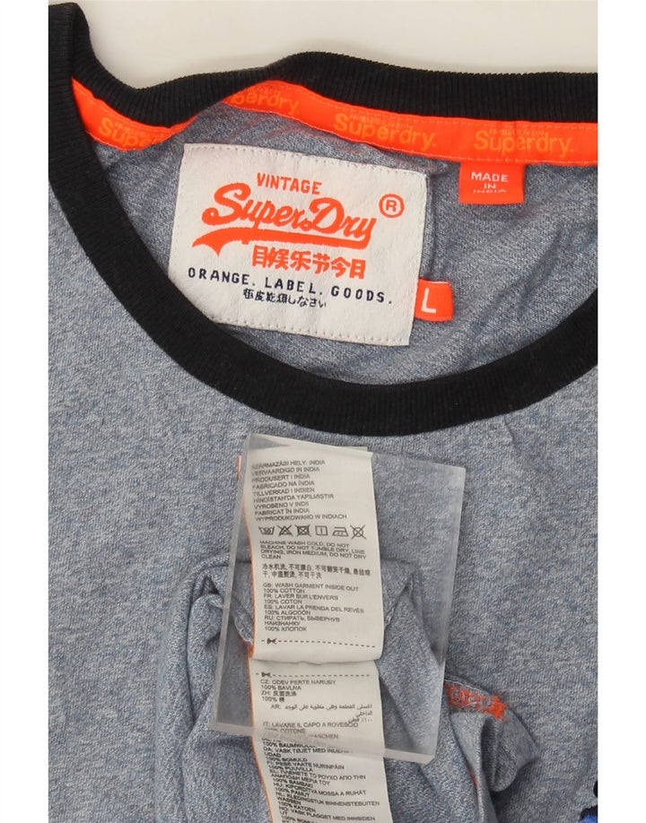 T-shirt da uomo Superdry Top Large in cotone blu