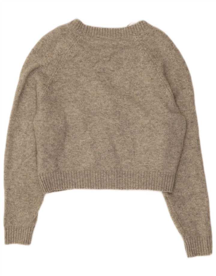Maglione cardigan oversize corto da donna Zara UK 10 piccolo grigio screziato