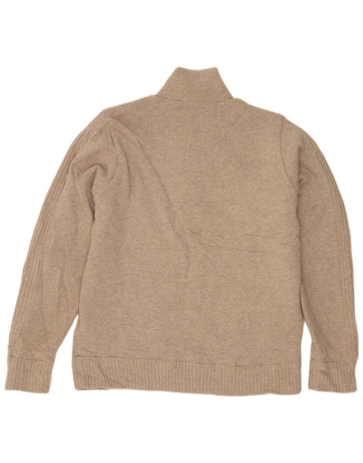 Marks & Spencer Maglione da uomo con collo con zip blu Harbour piccolo in lana beige