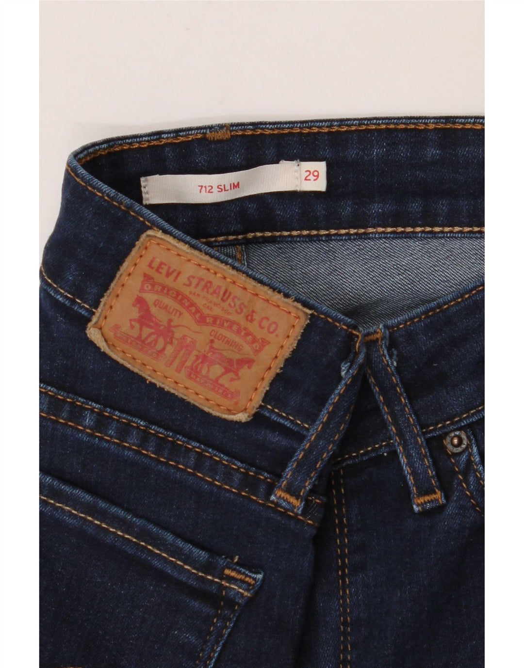 LEVI'S Jeans slim 712 da donna W29 L31 cotone blu navy