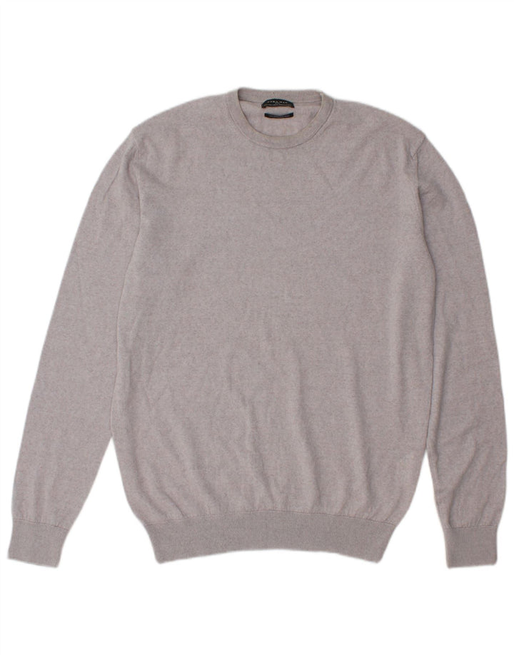 Maglione maglione girocollo da uomo Zara grande in lana grigia