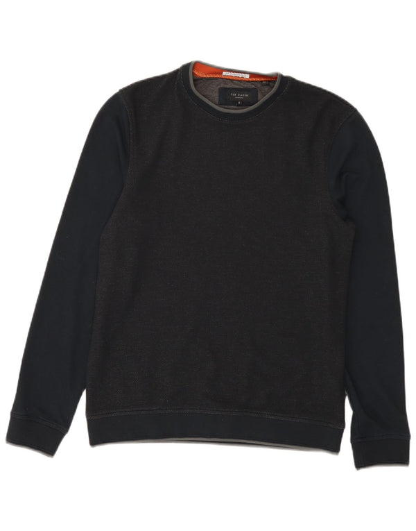Ted Baker Felpa da uomo Maglione Taglia 2 Small Blu Navy Colourblock