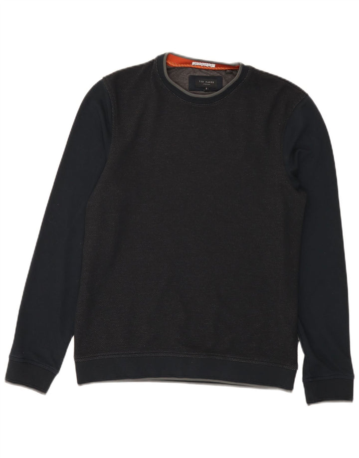 Ted Baker Felpa da uomo Maglione Taglia 2 Small Blu Navy Colourblock