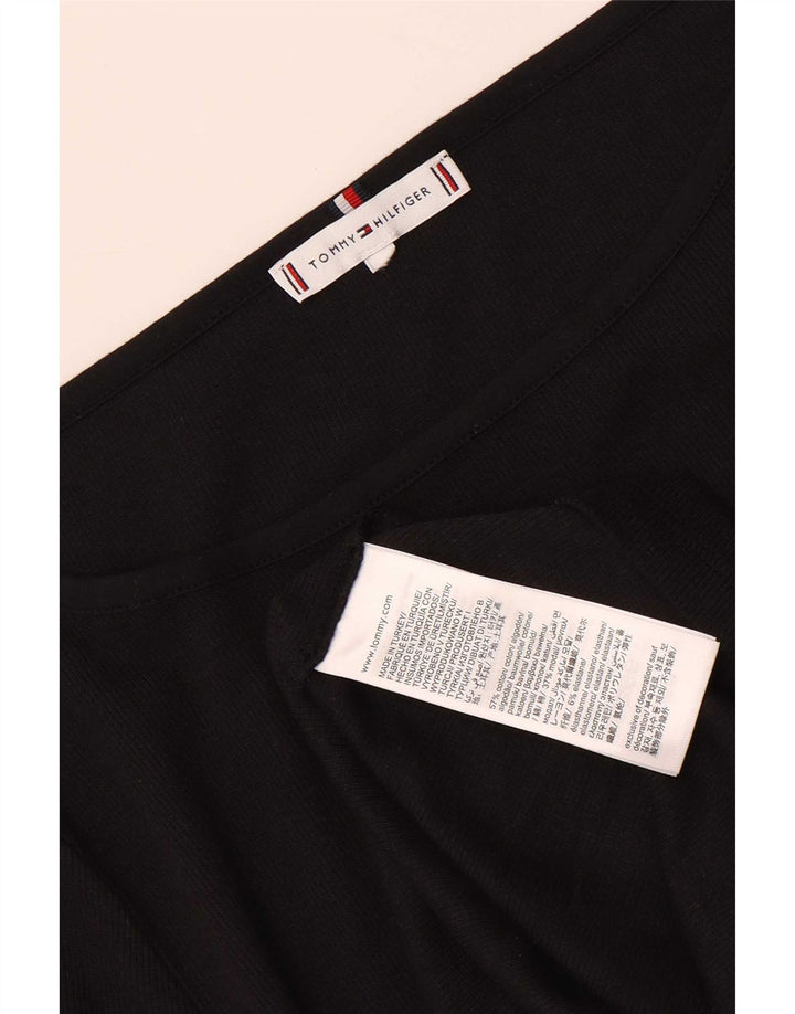 Tommy Hilfiger Top da donna manica 3/4 UK 10 piccolo cotone nero