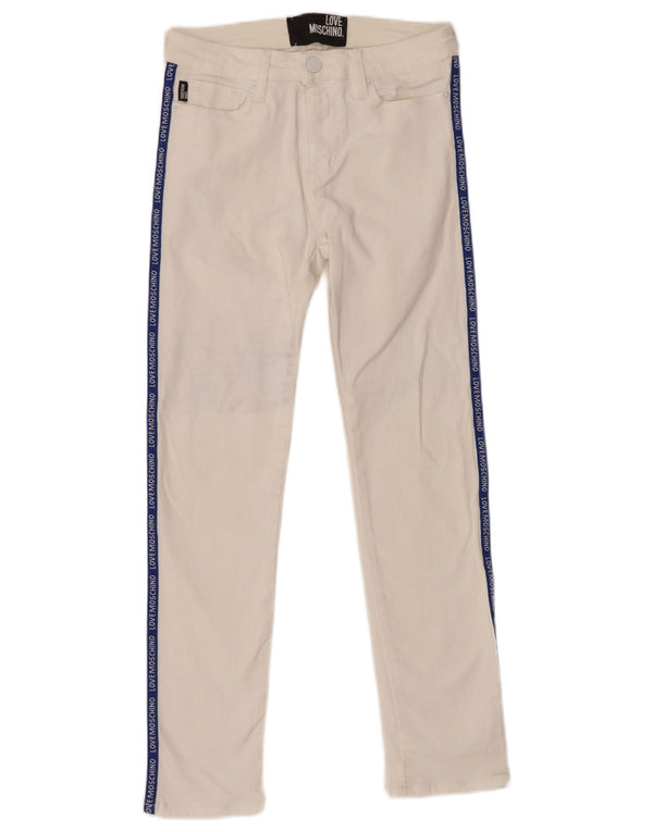 Jeans skinny con grafica MOSCHINO da donna W26 L26 bianchi