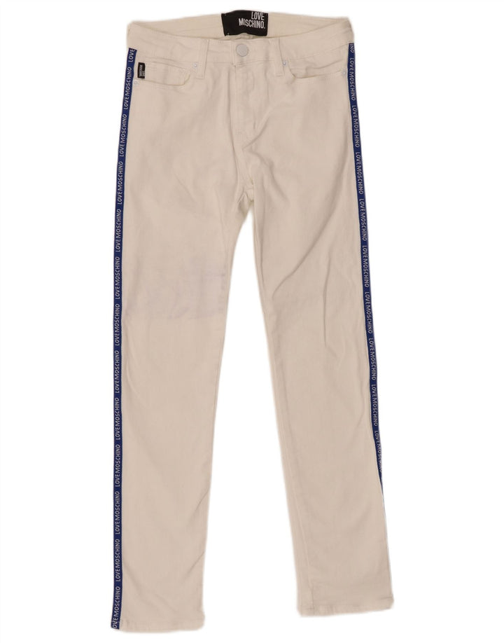 Jeans skinny con grafica MOSCHINO da donna W26 L26 bianchi