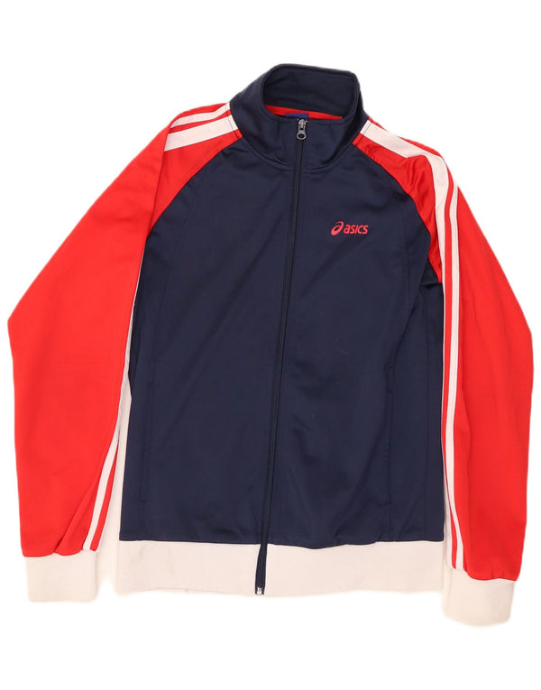 Giacca da ginnastica ASICS da uomo, piccola, in poliestere color block blu navy