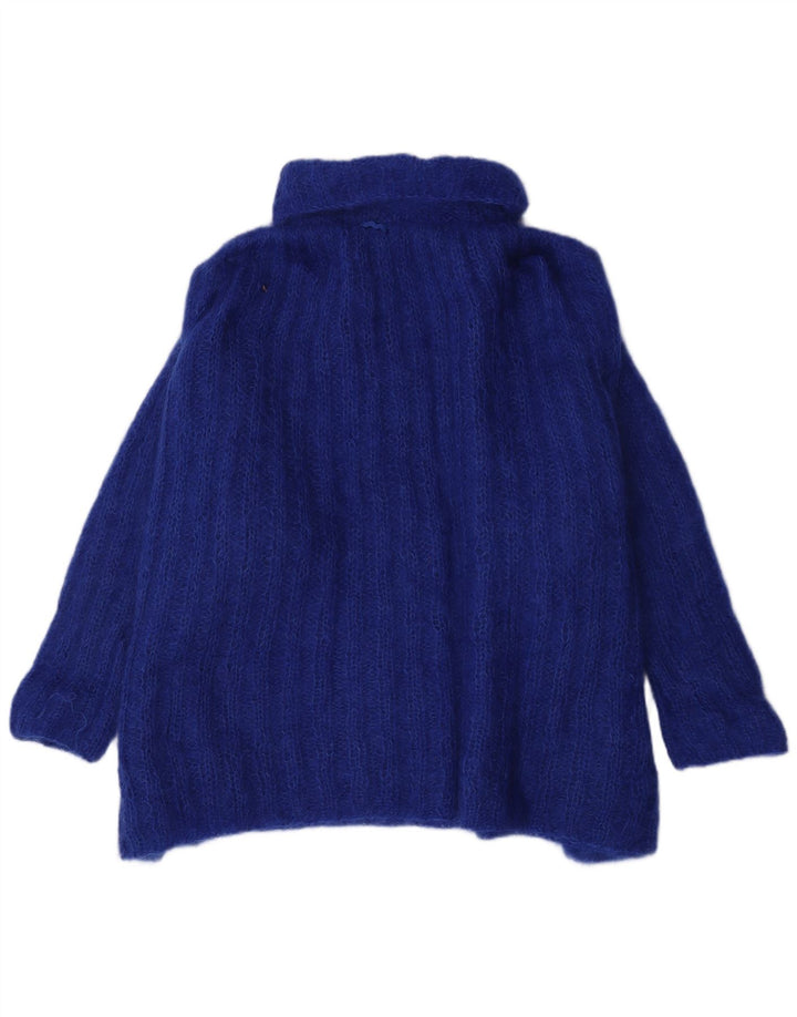 Maglione maglione oversize da donna vintage con collo alto UK 12 Blu medio