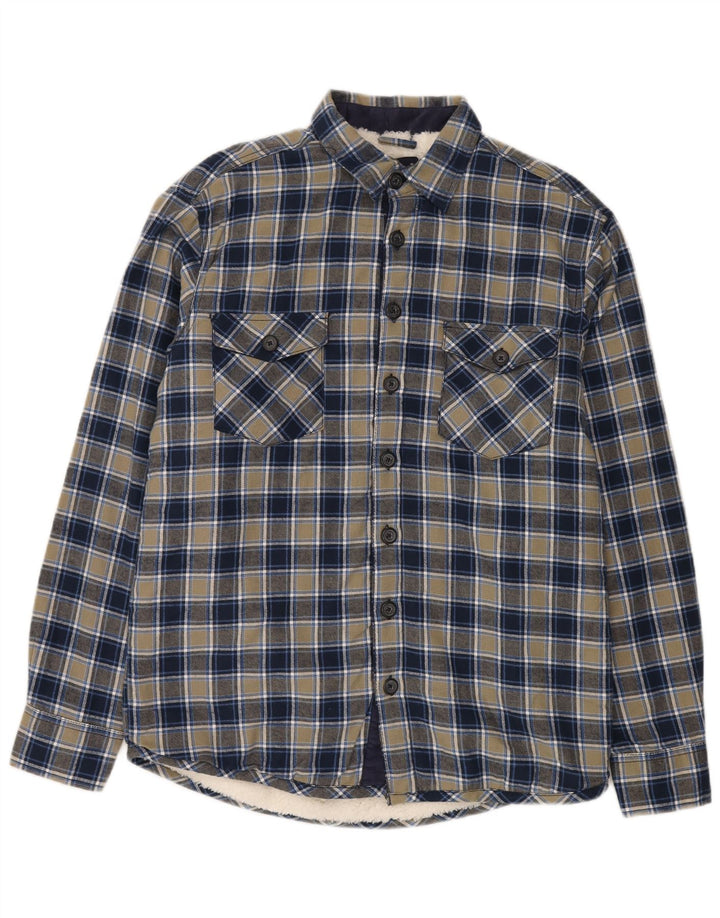 CAMARGUE Camicia da uomo in flanella da boscaiolo, cotone medio a quadri blu navy