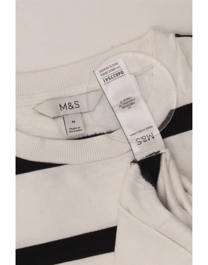 Felpa da donna Marks & Spencer UK 14 Cotone a righe bianche medie