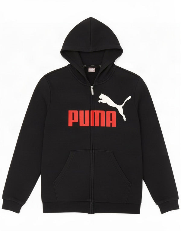 Felpa con cappuccio e zip grafica Puma da bambino 13-14 anni in cotone nero