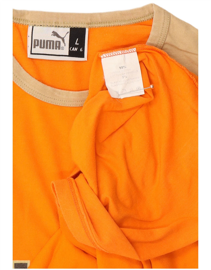 PUMA Maglietta grafica da uomo a maniche lunghe grande in cotone color block arancione