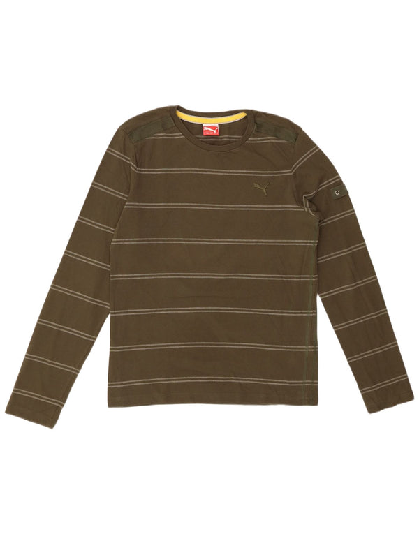PUMA Top da uomo a maniche lunghe a righe piccole in cotone kaki