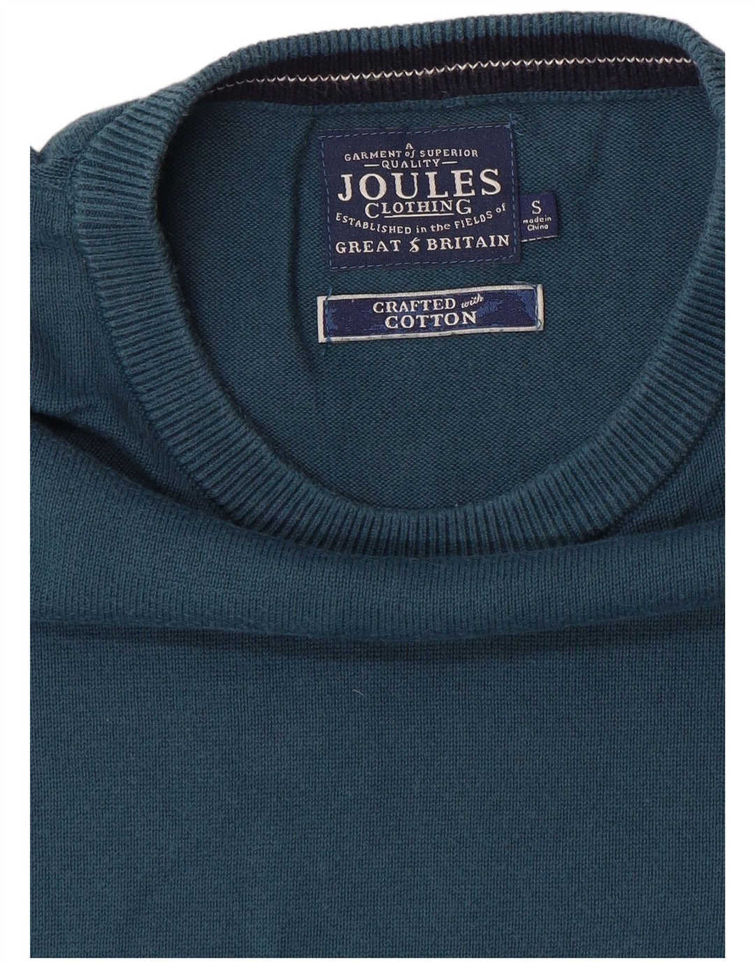 Joules Maglione da uomo con scollo a barca piccolo in cotone blu