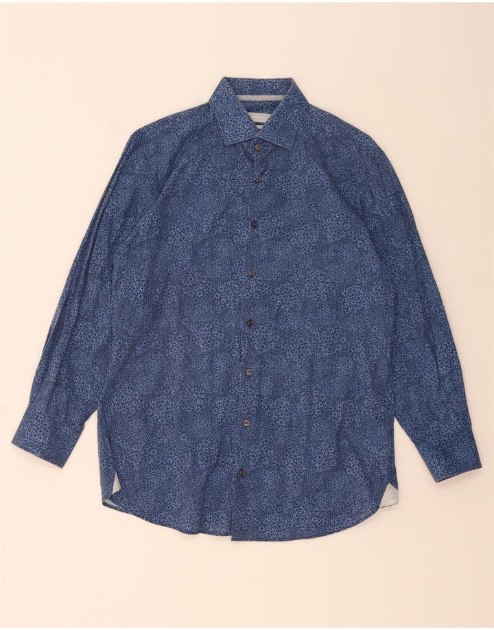 MICHAEL KORS Camicia da uomo dal taglio moderno taglia 39 15 1/2 blu medio floreale