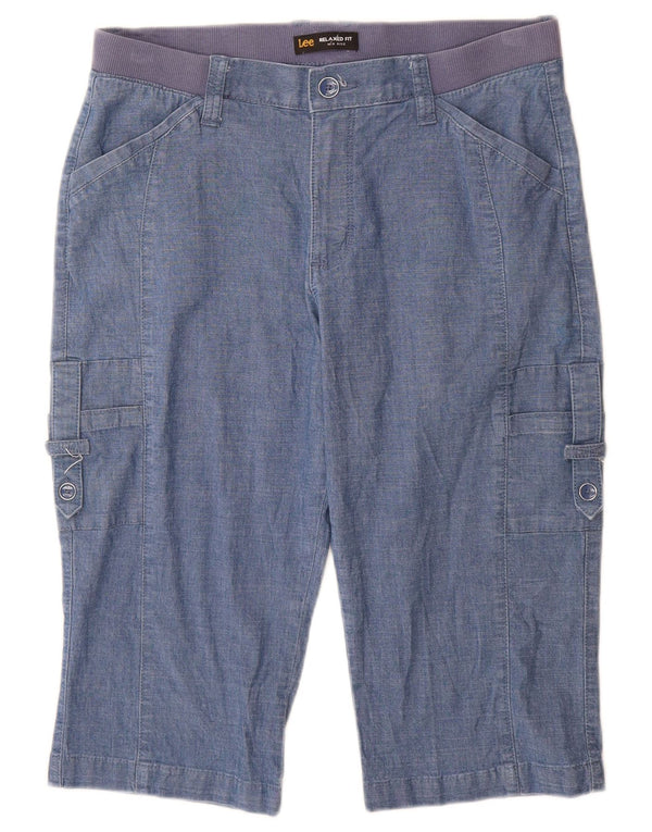 Pantaloncini cargo Lee Bermuda da donna a vita media US 10 Large W30 cotone blu