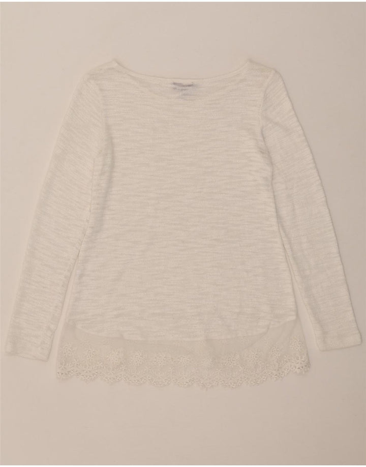 PHASE EIGHT Top da donna a maniche lunghe UK 12 Medio Bianco floreale