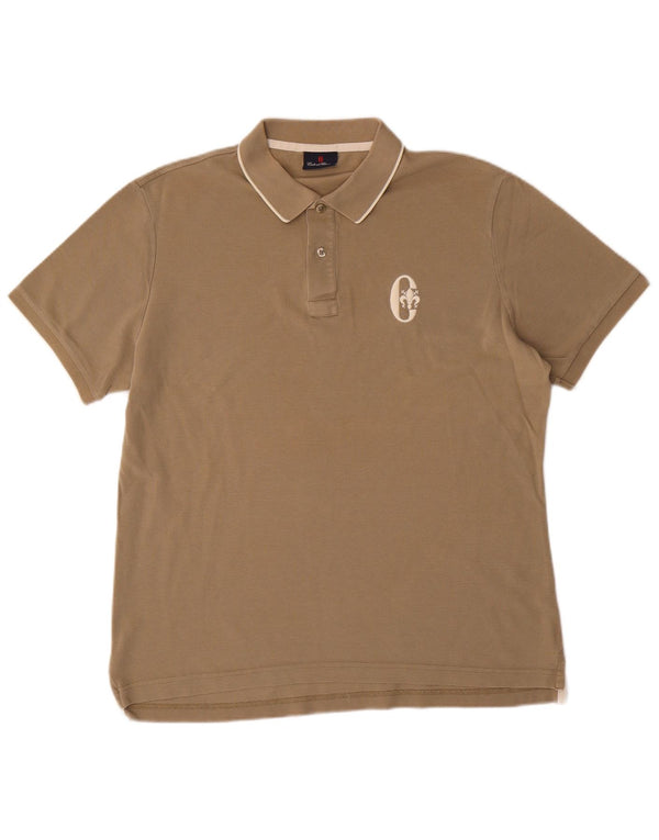 CONTE OF FLORENCE Mens Polo Shirt 2XL Khaki