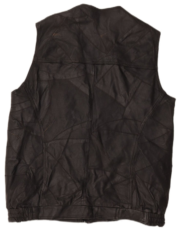 Gilet in pelle da uomo vintage UK 42 XL nero
