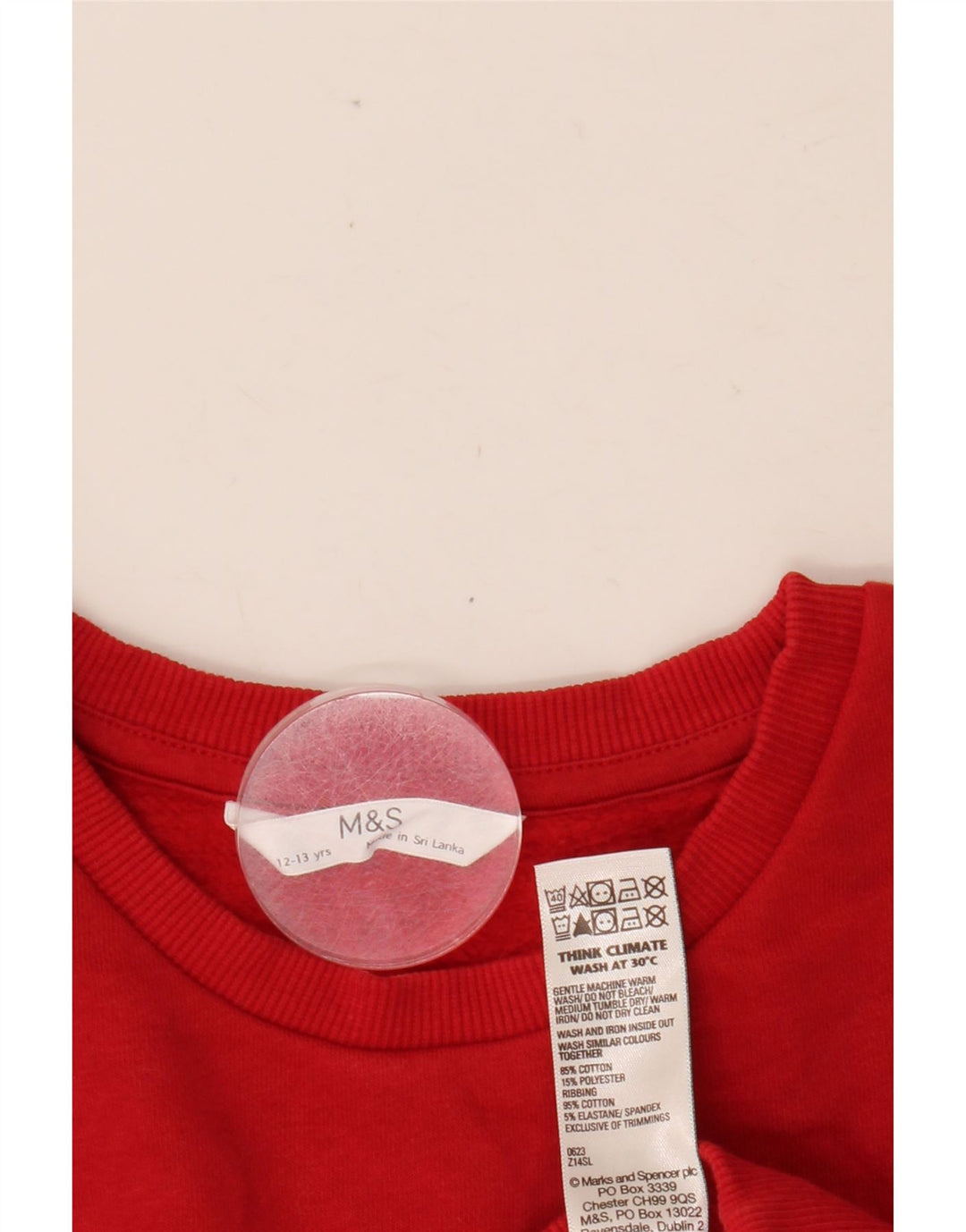 MARKS & SPENCER Felpa Maglia Bambina 12-13 Anni Cotone Rosso