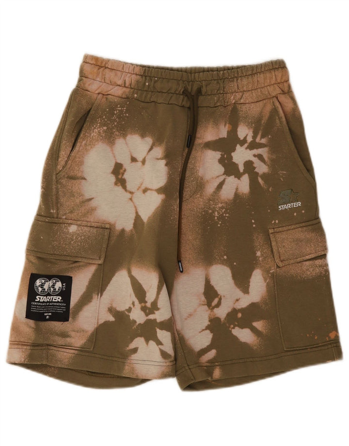 Pantaloncini sportivi cargo da uomo Starter piccoli in cotone color kaki tie-dye