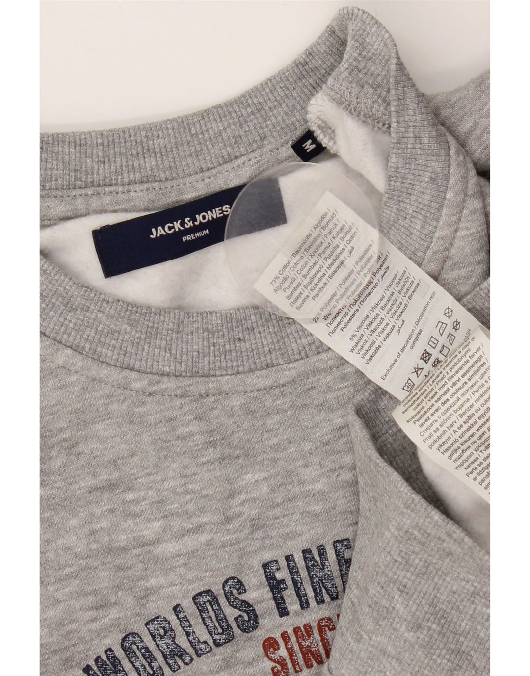 JACK & JONES Felpa con grafica da uomo Maglione in cotone screziato grigio medio